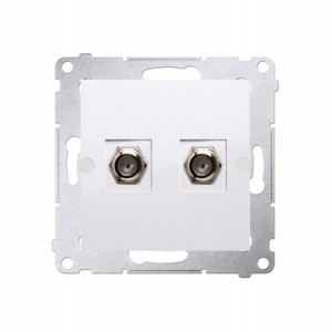 Simon 54 Gniazdo antenowe F podwójne biały DASF2.01/11