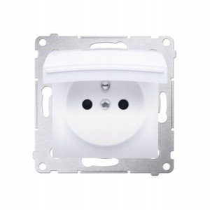 Simon 54 Gniazdo pojedyncze z klapką biały DGZ1BUZ.01/11
