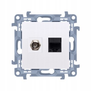 Simon 10 Gniazdo antenowe typu F + komputerowe 5e biały