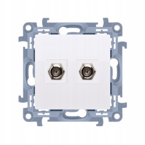 Simon 10 Gniazdo antenowe F podwójne biały CASF2.01/11