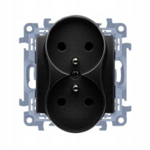 Simon 10 Gniazdo podwójne czarny CGZ2M.01/49