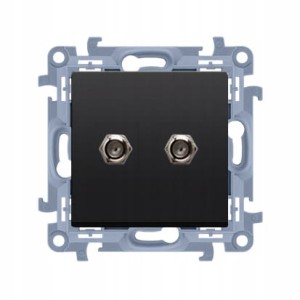 Simon 10 Gniazdo antenowe F podwójne czarny CASF2.01/49