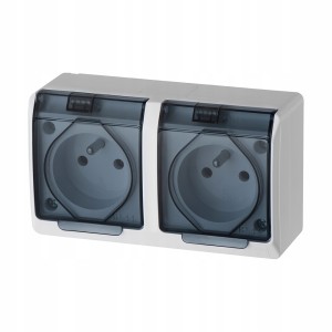 Gniazdo Podwójne Hermetyczne Hermes IP44 0322-01