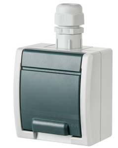 Gniazdo hermetyczne pojedyncze z dławikiem n/t IP65 Aquant 1241-65