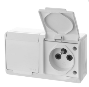 Gniazdo Hermetyczne 2 białe 2P+Z  Hermes IP44