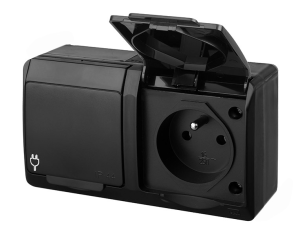 Gniazdo Hermetyczne 2 czarne N/T Hermes IP44