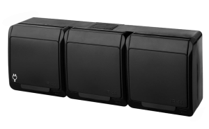 Gniazdo Hermetyczne 3 czarne N/T Hermes IP44