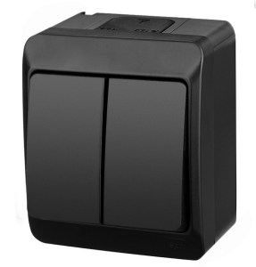 Przełącznik 2KL czarny podwójny Hermes N/T