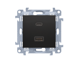 Simon 10 Ładowarka USB podwójna, C+A, 30W, czarny