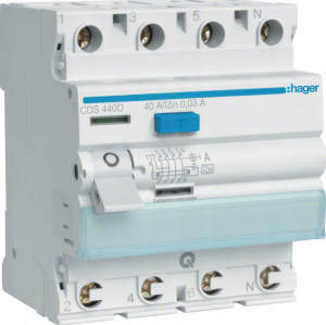 Hager Wyłącznik różnicowoprądowy CDS440D 3P+N 40A 30mA Typ A QuickConnect 