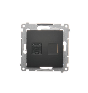Simon 54 czarny mat gniazdo komputerowe pojedyncze RJ45 Kat.6 D61.01/49