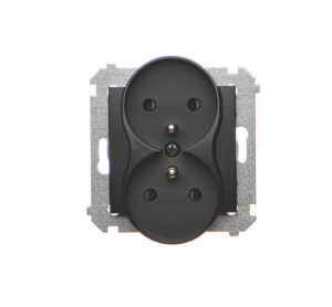 Simon 54 czarny mat Gniazdo podwójne z uziemieniem DGZ2MZ.01/49
