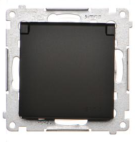 Simon 54 Gniazdo z klapką czarny mat DGZ1BUZ.01/49