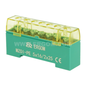 ERGOM Listwa zaciskowa LZ7PE  otworów - 5x16 +2x25 Zielona